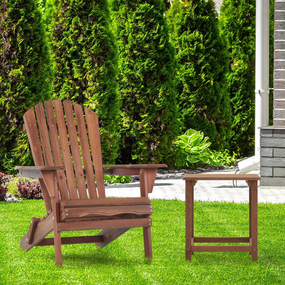 Hemlock Wood Folding Adirondack Chair Set of 2, Natural Finish – view 6