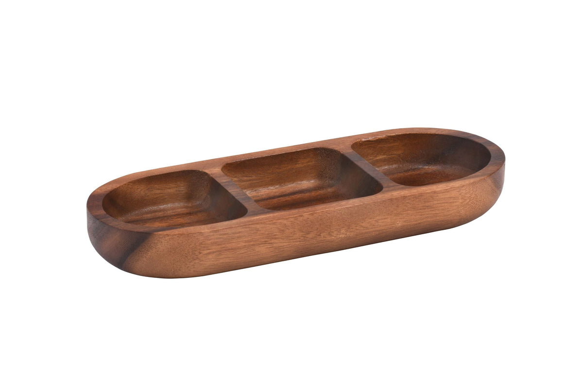 Acacia Wood 3-Compartment Candy and Nut Serving Tray – view 2