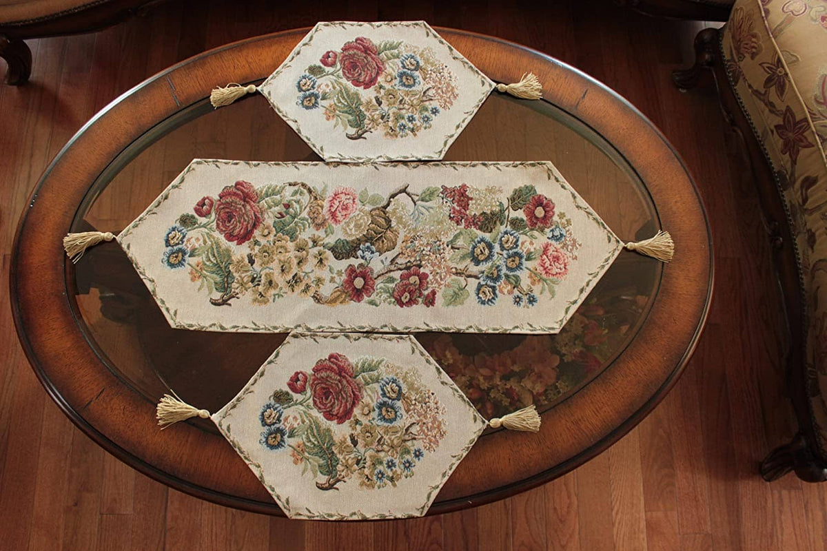 Morning Meadow Colorful Floral Country Rustic Woven Table Runner – view 3