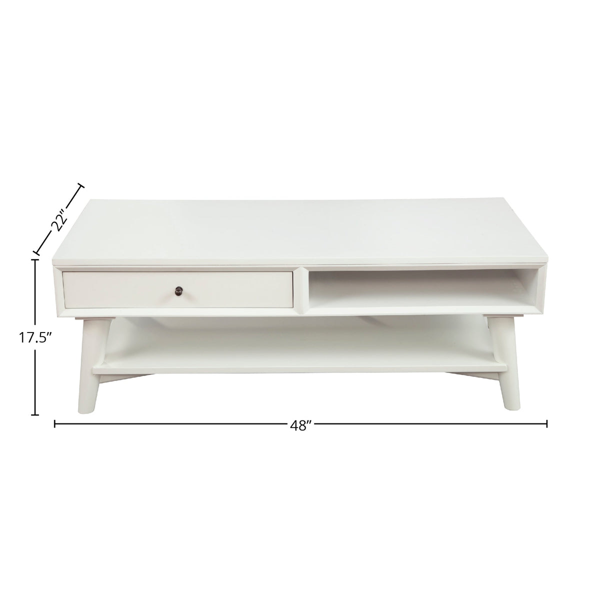 Flynn White Coffee Table with Felt-Lined Storage Drawer – view 8