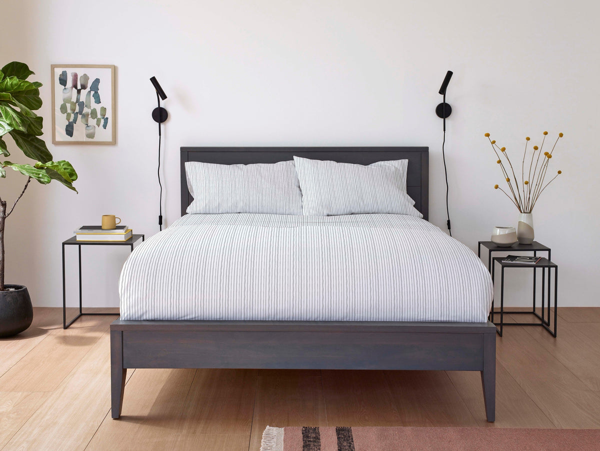 Birch Linen Striped 100% Cotton Percale Sheet Set, 300 Thread Count – view 5
