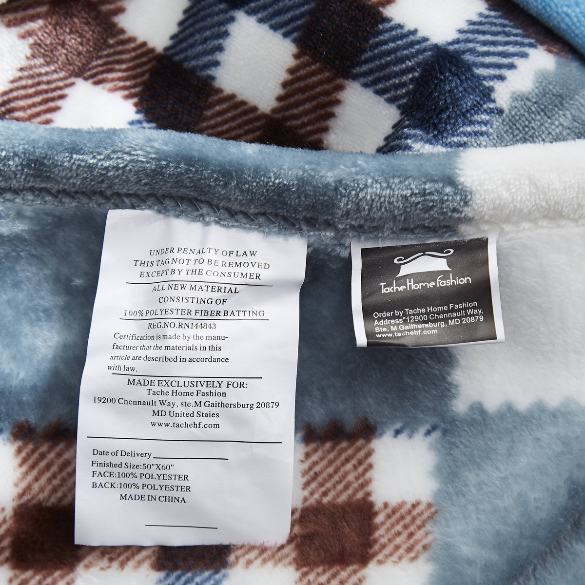 Blue Lake Farmhouse Plaid Patchwork Fleece Throw Blanket – view 6