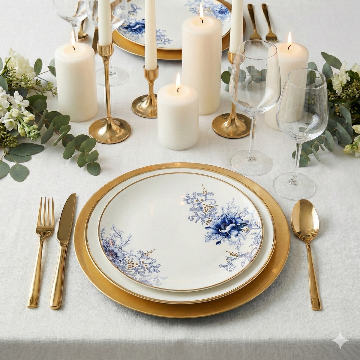 Blue Floral Porcelain Accent Salad Plates, Set of 4 – view 2