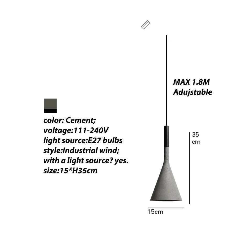 Nordic Concrete LED Pendant Light in Cement for Dining Room – view 7