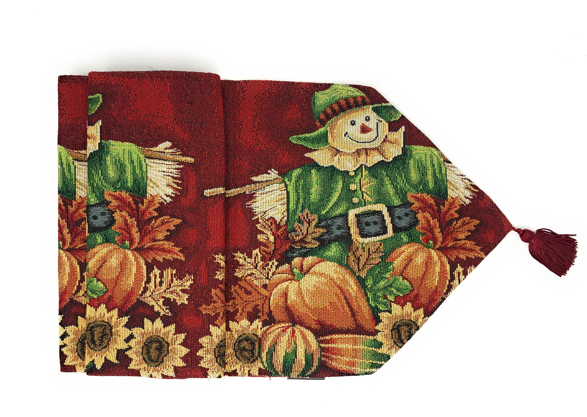 Pumpkin Patch Scarecrow Autumn Harvest Woven Tapestry Table Runner – view 7
