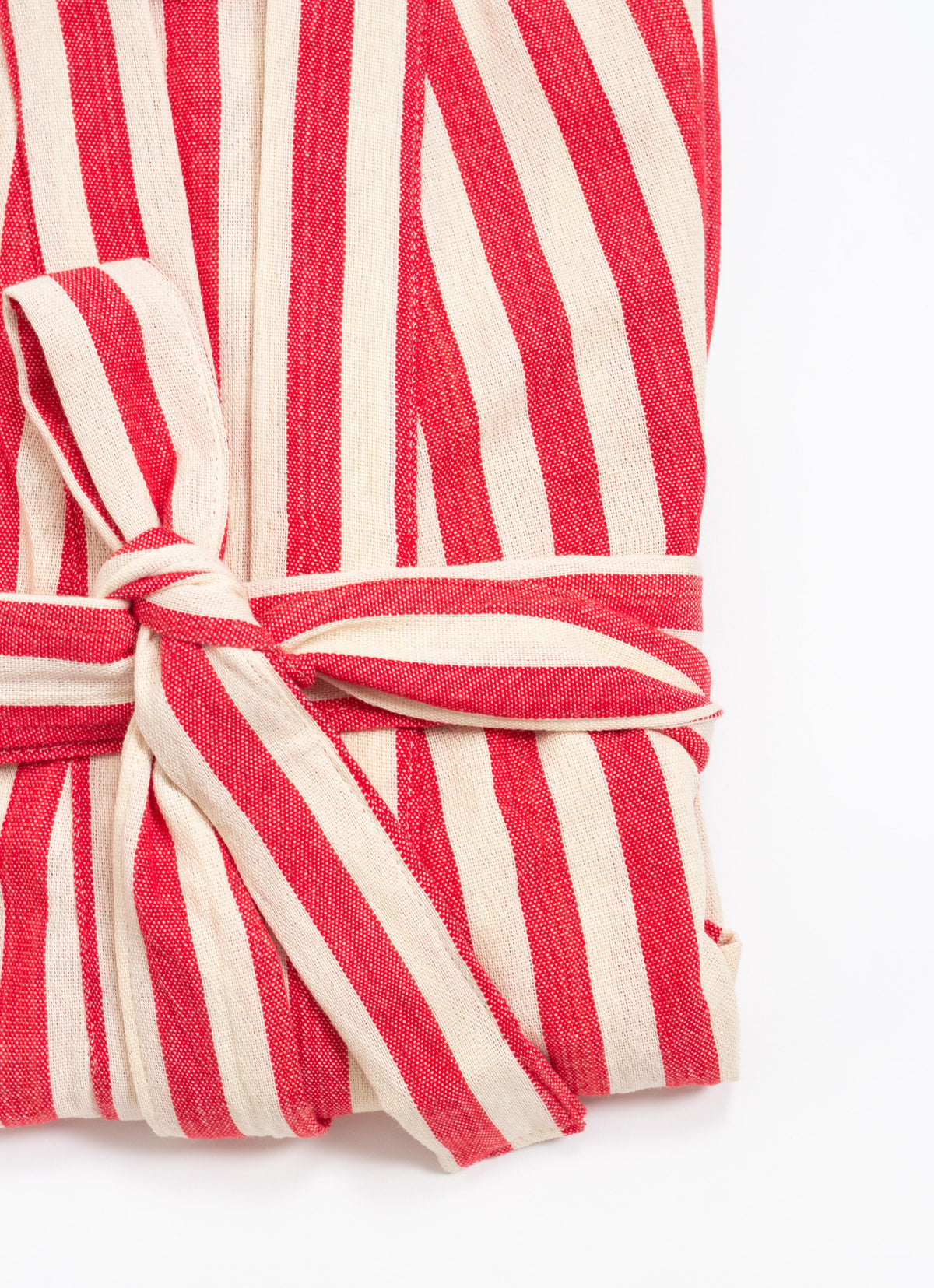 Red Girit Cotton Linen Turkish Robe with Pockets and Belt – view 7