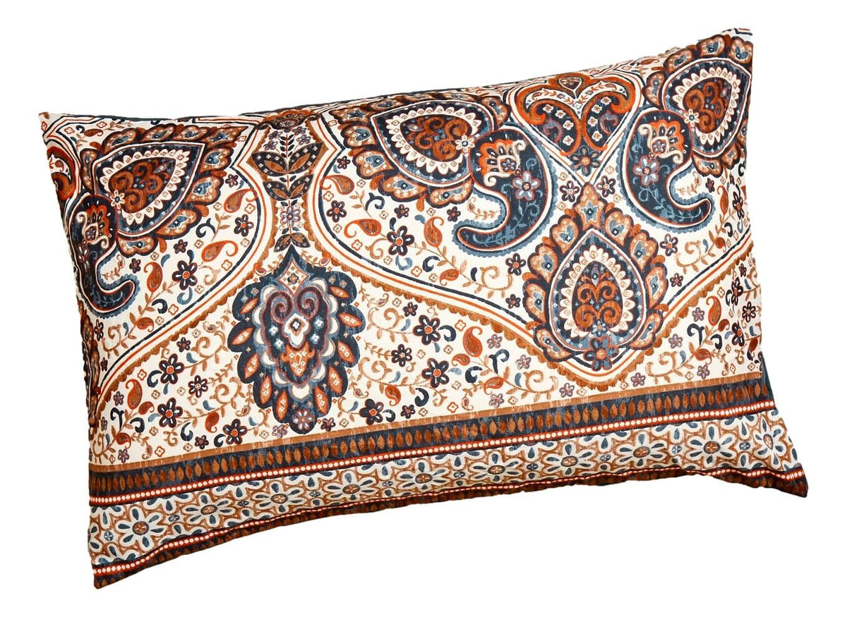 Rustic Paisley Mandala Teal, Orange and Ivory Pillowcases, Set of 2 – view 4