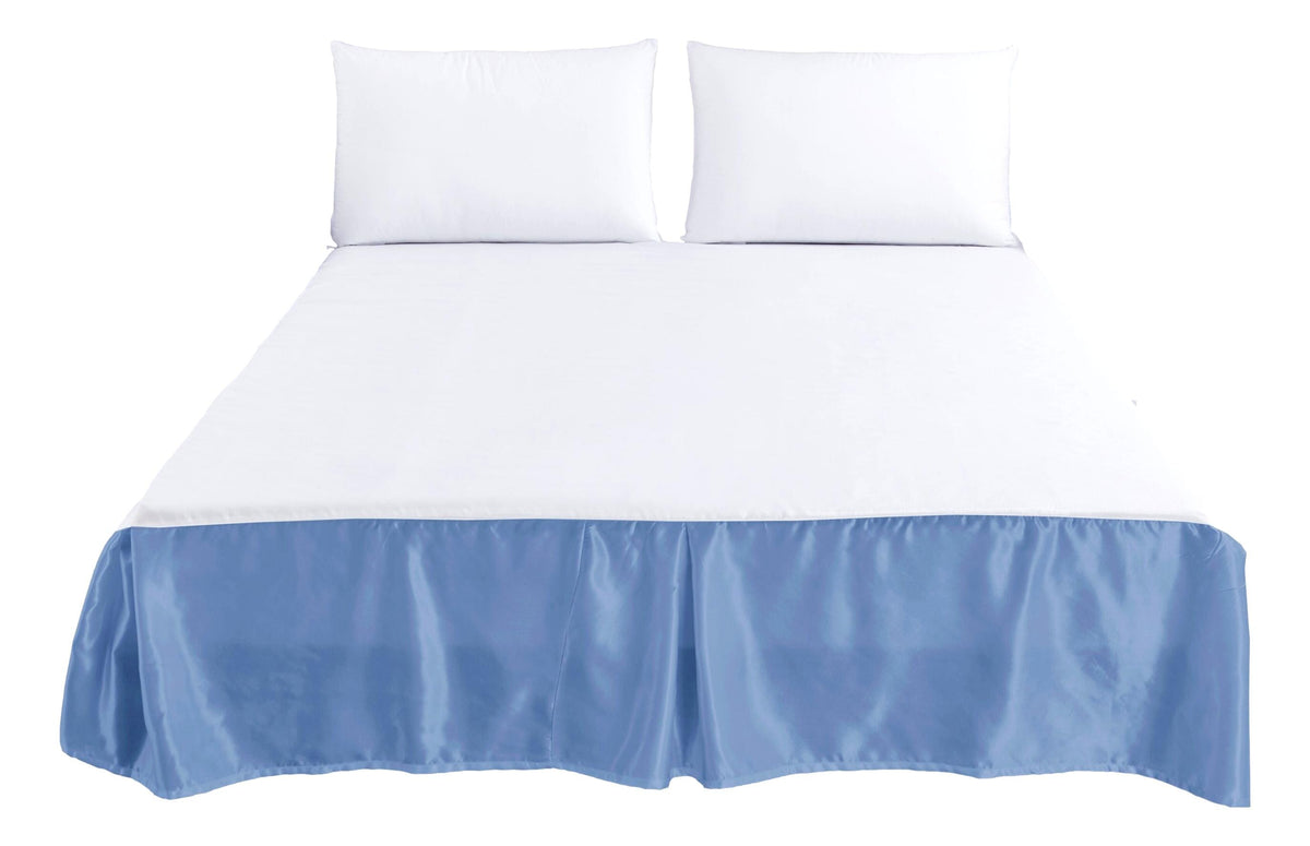 Satin Tailored Platform Bed Skirt in Blue or White, 14-Inch Drop – view 4