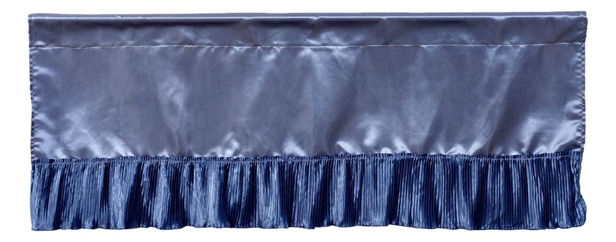 Blue Satin Tailored Ruffle Window Valance, 18 x 52 Inches – view 3