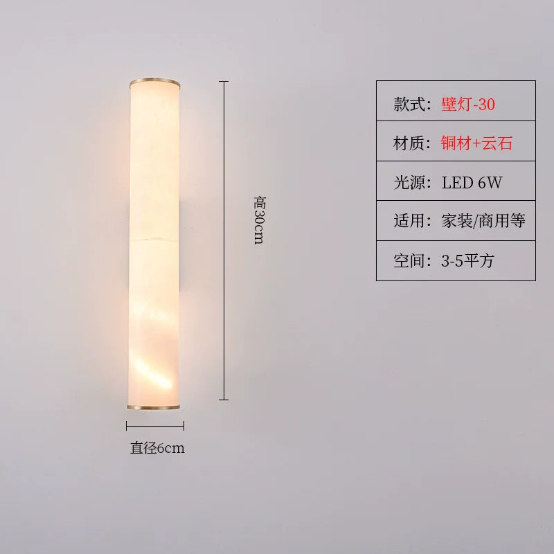 Copper and Marble Modern Wall Sconce with Warm LED Light – view 14