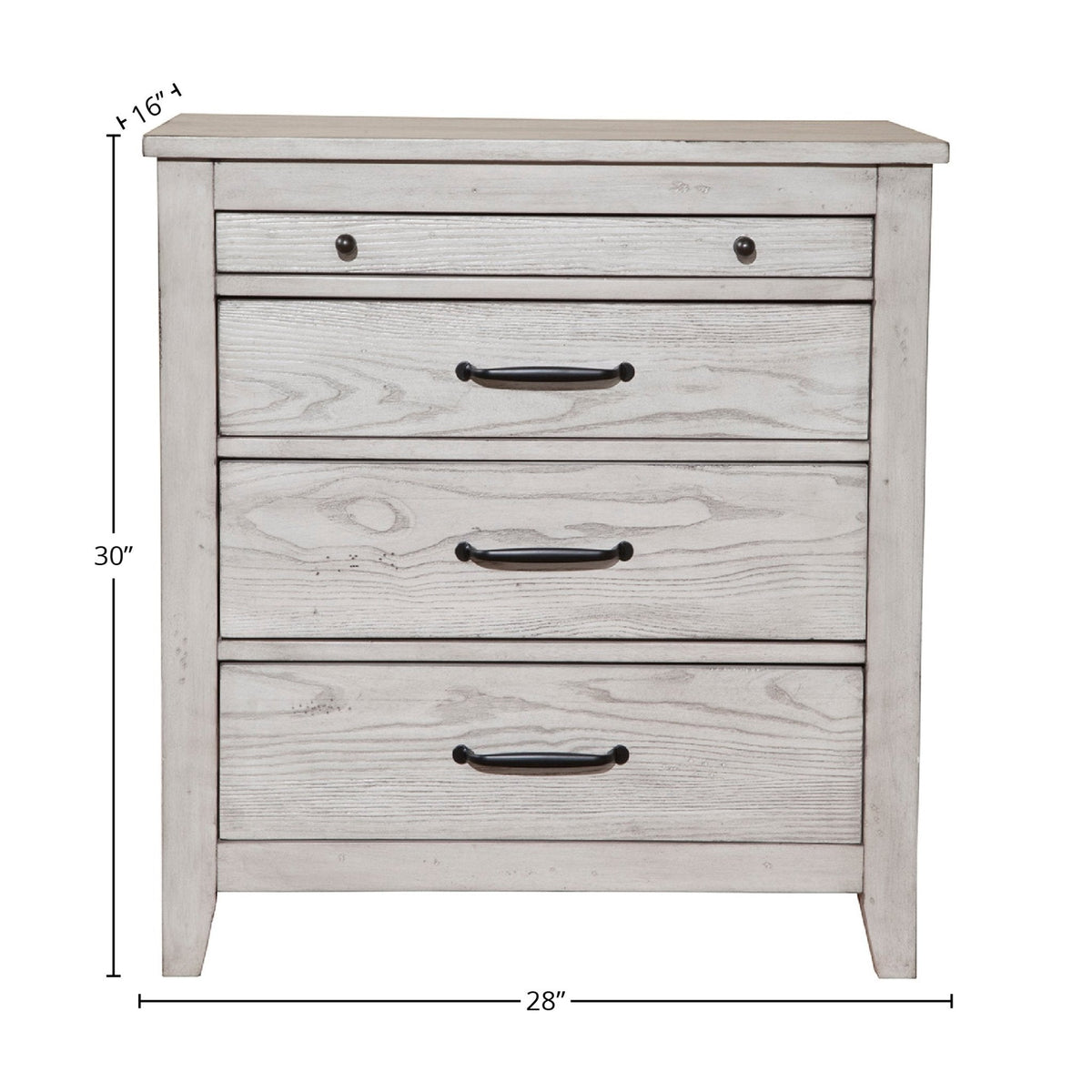Aria 3-Drawer Nightstand in Weathered White with Pull-Out Shelf – view 4