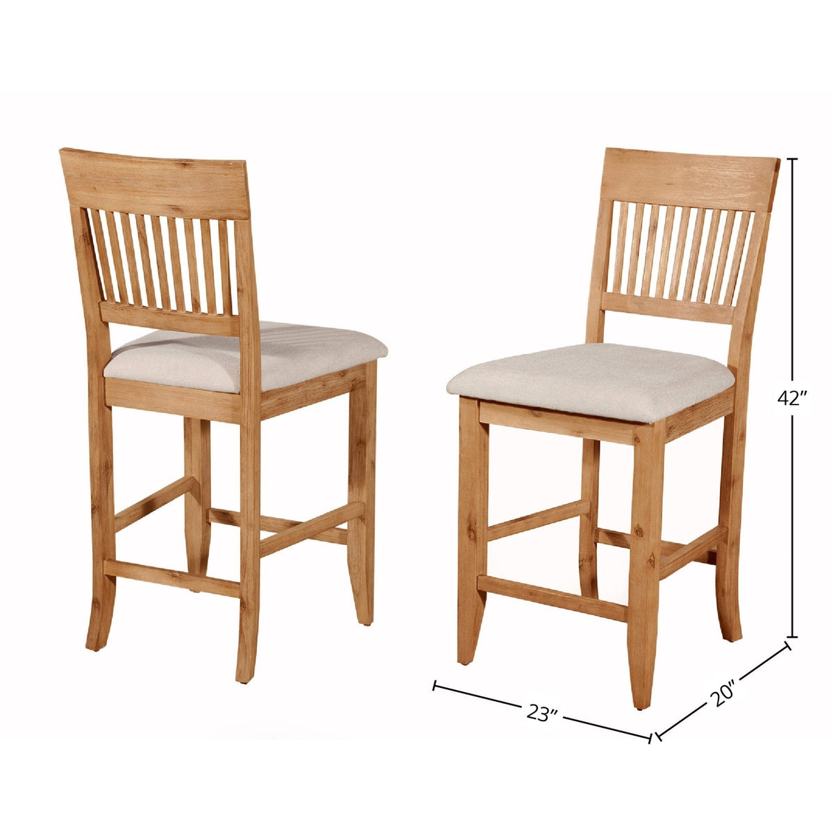 Aspen Acacia Wood Pub Chairs with Upholstered Seats, Set of 2 – view 6