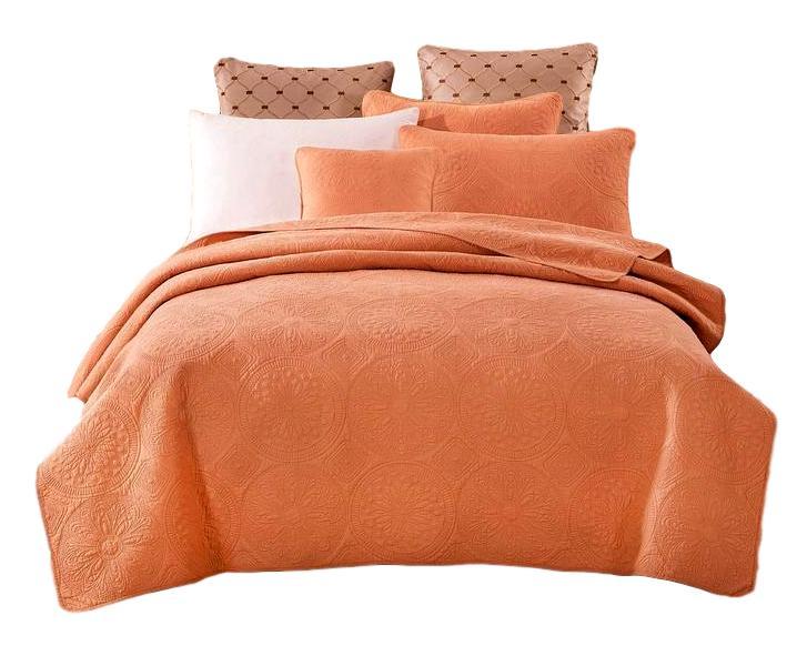 Tuscany Sunrise Orange Medallion Stonewashed Cotton Quilt Set – view 8