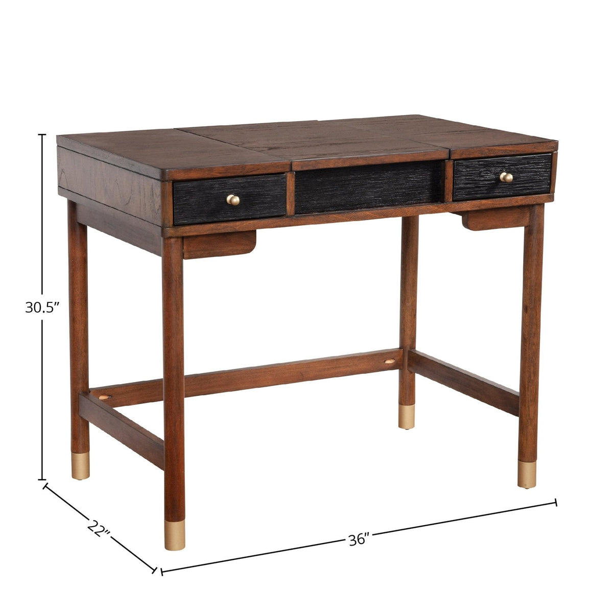 Belham Mahogany Bedroom Vanity with Flip-Up Mirror and Felt-Lined Storage – view 8