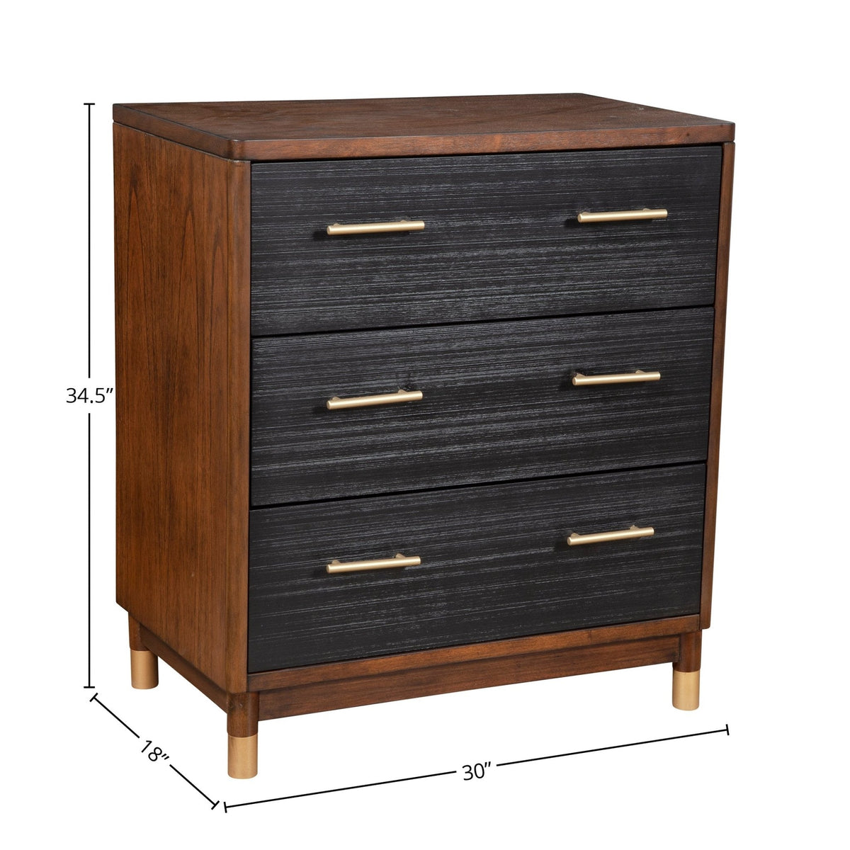 Belham 3-Drawer Small Chest with Rattan Fronts and Gold Handles – view 5