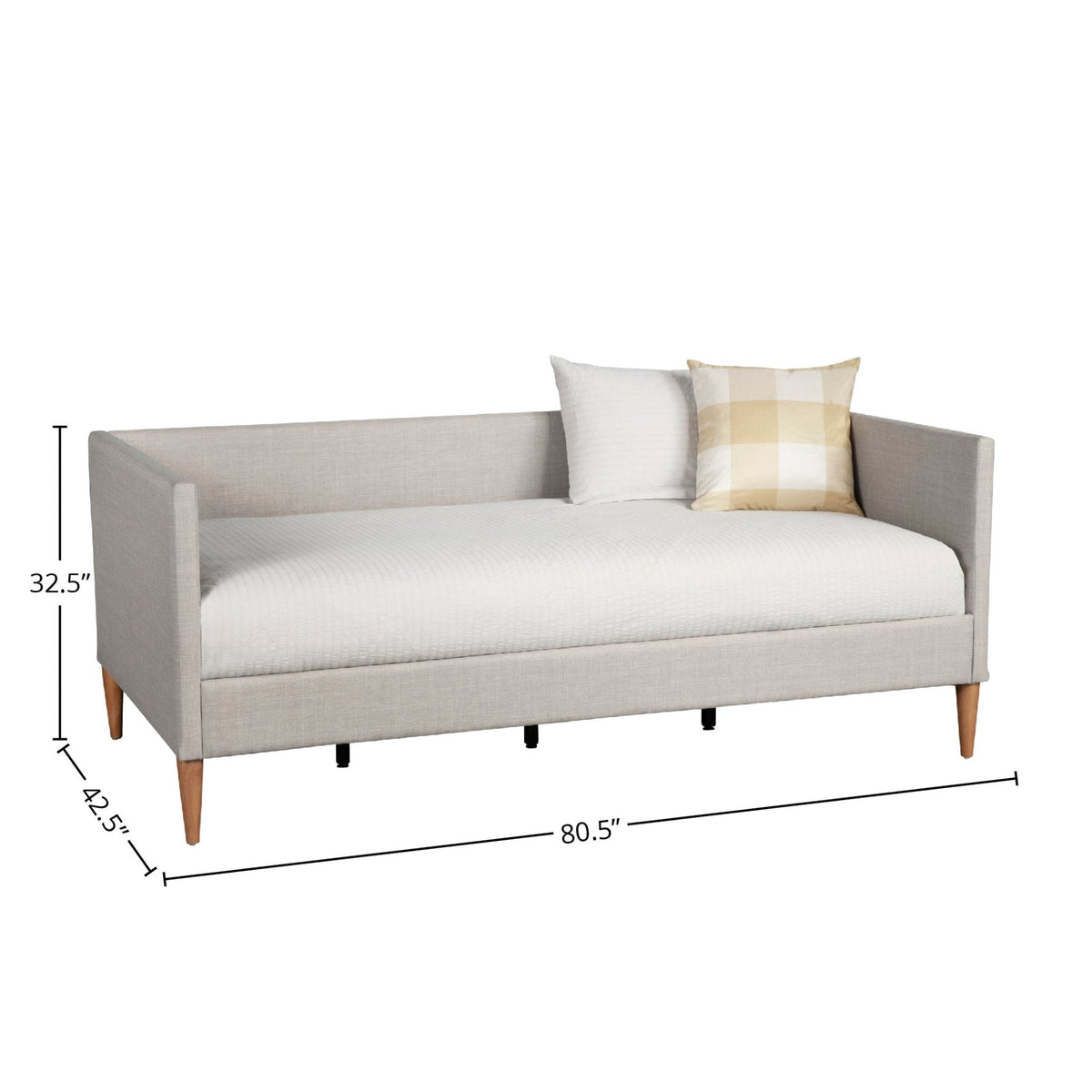 Britney Twin Daybed in Light Grey Linen with Tapered Acorn Legs – view 6