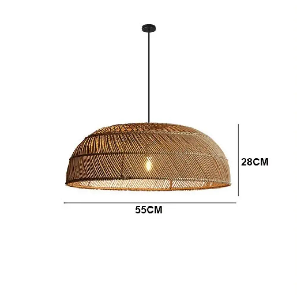 Chinoiserie Handmade Flat Rattan Pendant Light for Dining Room – view 13