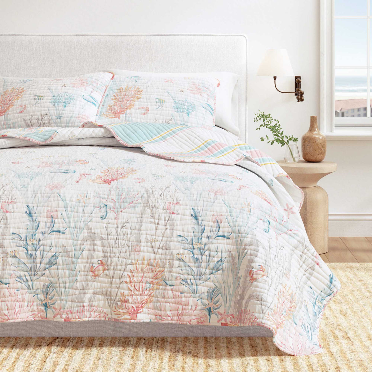 Coral Reef Coastal Microfiber Quilt Set – Caymen Collection – view 6