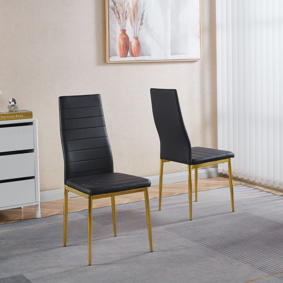 Modern Faux Leather Dining Chairs with Metal Frame, Set of 4 – view 8