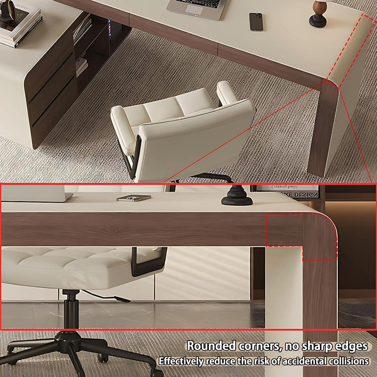 72-Inch High-Density Engineered Wood L-Shaped Executive Desk – view 8