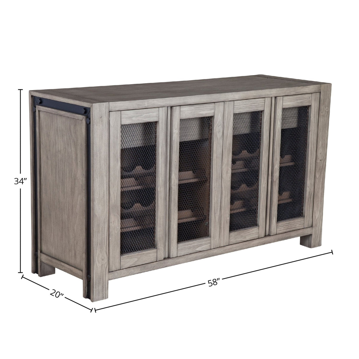 Fallon Rustic Industrial Sideboard with Wine Storage, Gray – view 8