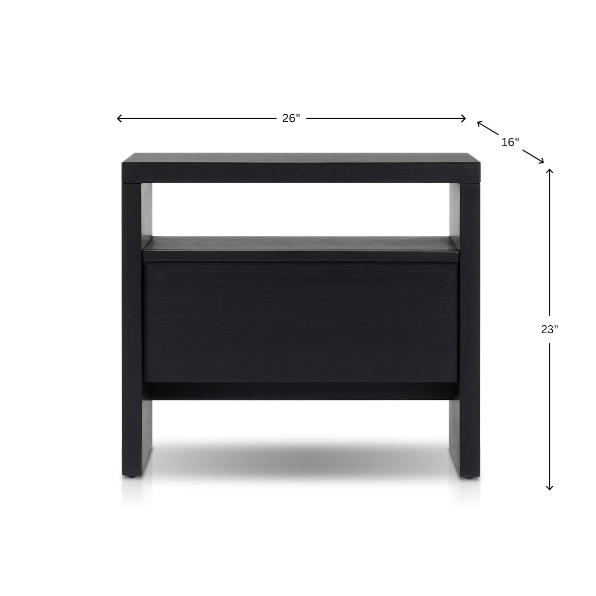 Flo Nightstand in Black with Mahogany Base and Oak Veneer Top – view 5