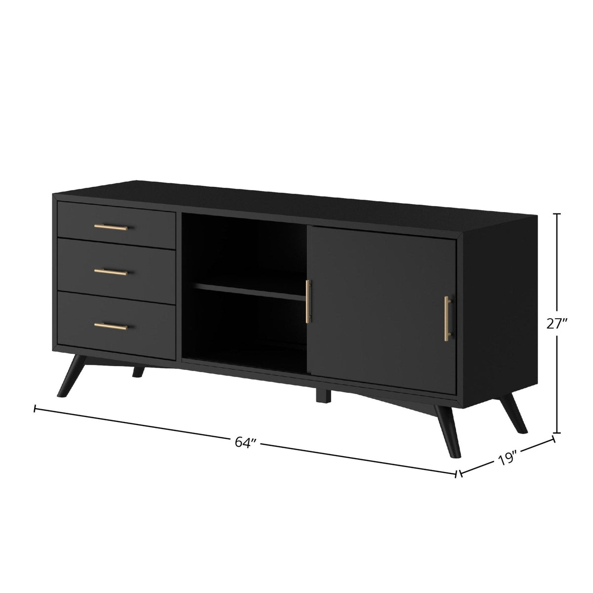 Flynn Large TV Console for TVs up to 75 Inches, Black – view 9
