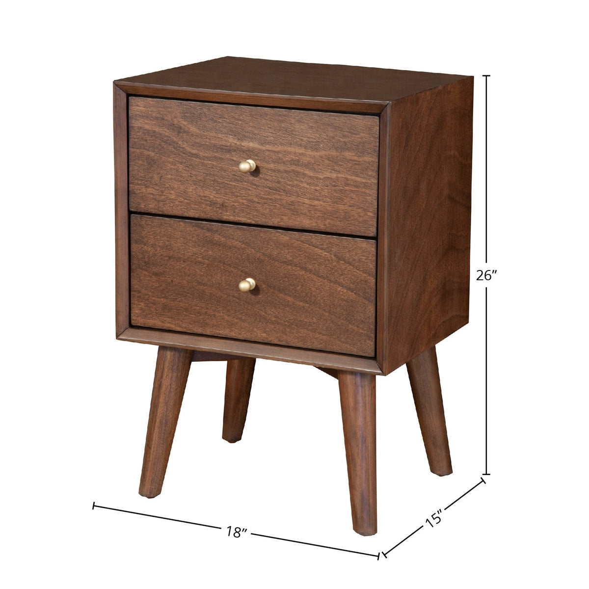 Flynn Mid-Century Nightstand in Espresso Walnut with Open Shelf – view 10