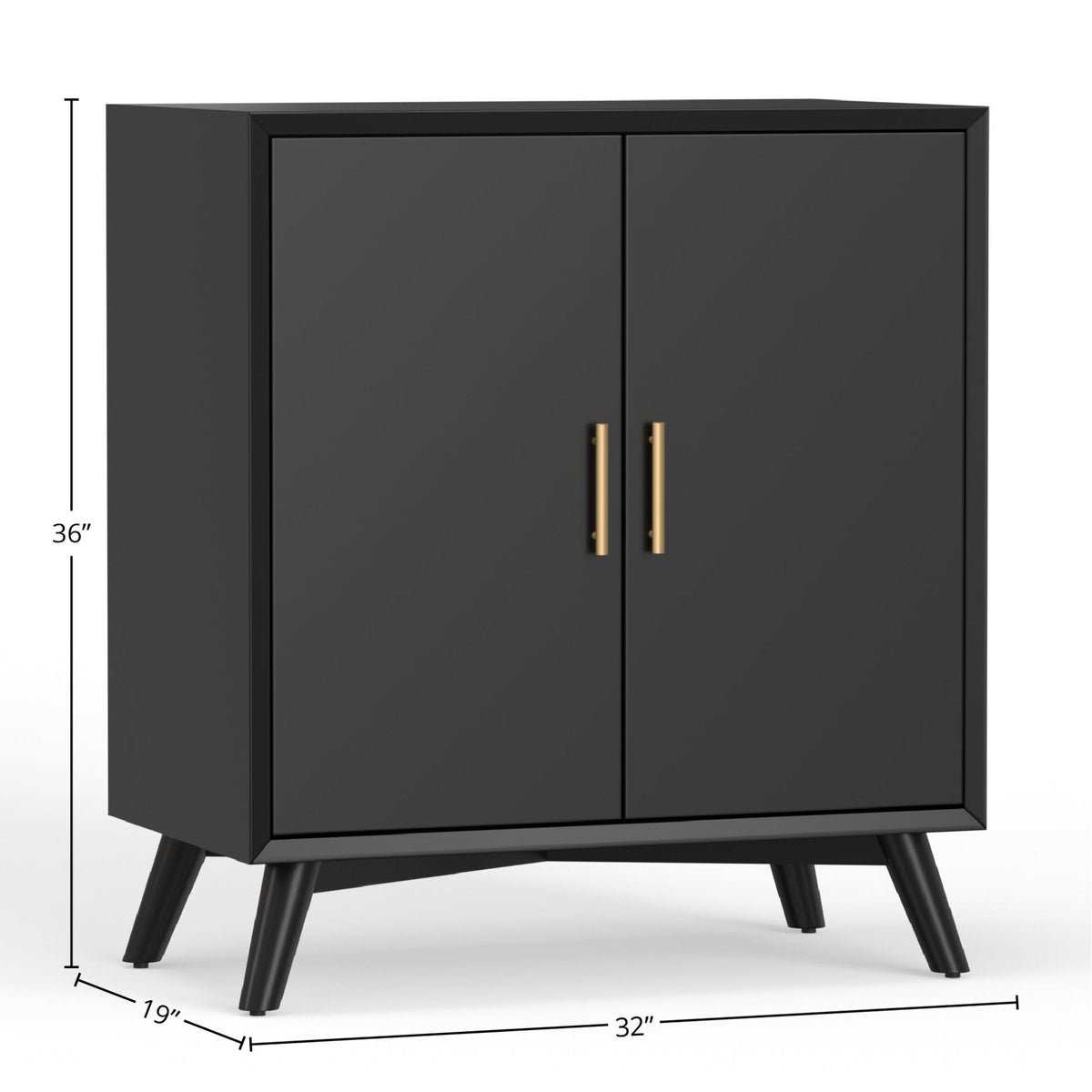 Flynn Small Bar Cabinet with Wine and Stemware Storage, Black – view 9