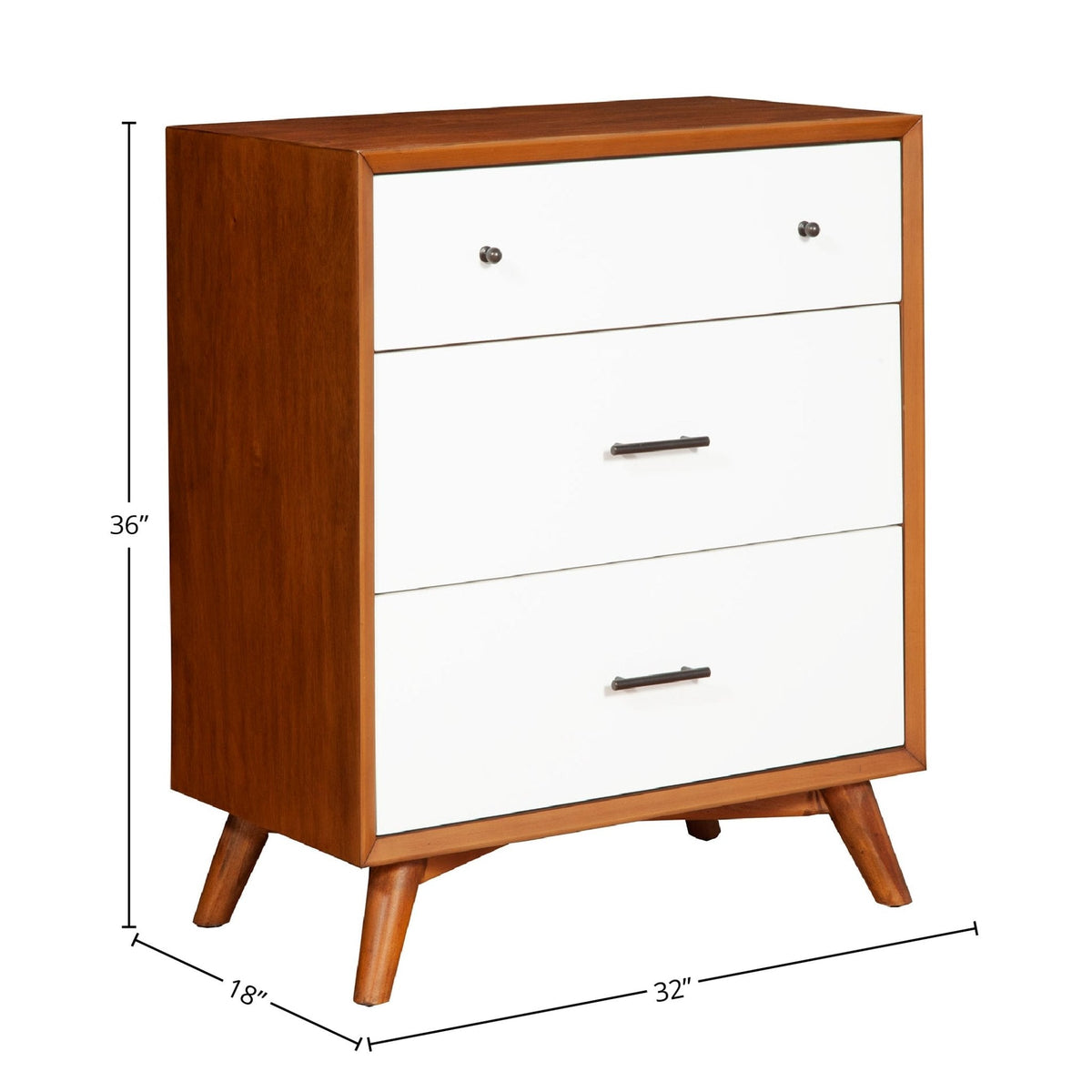 Flynn Small 5-Drawer Chest in Two-Tone Chestnut and White Finish – view 5