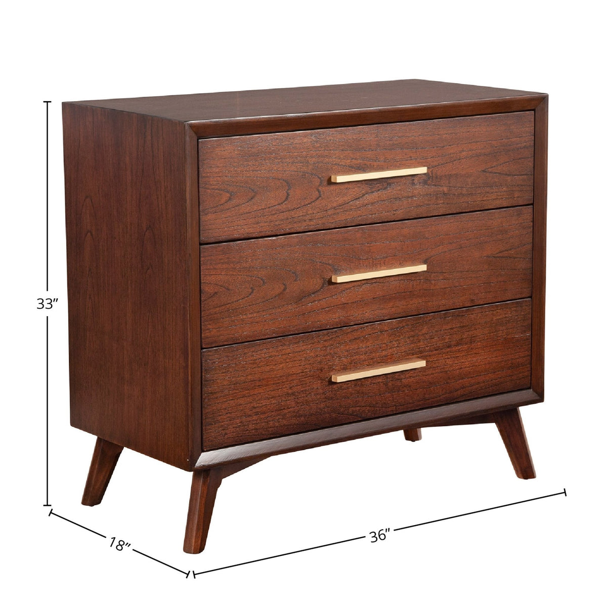 Arden Mid-Century 3-Drawer Small Chest, Mahogany in Walnut Finish – view 5