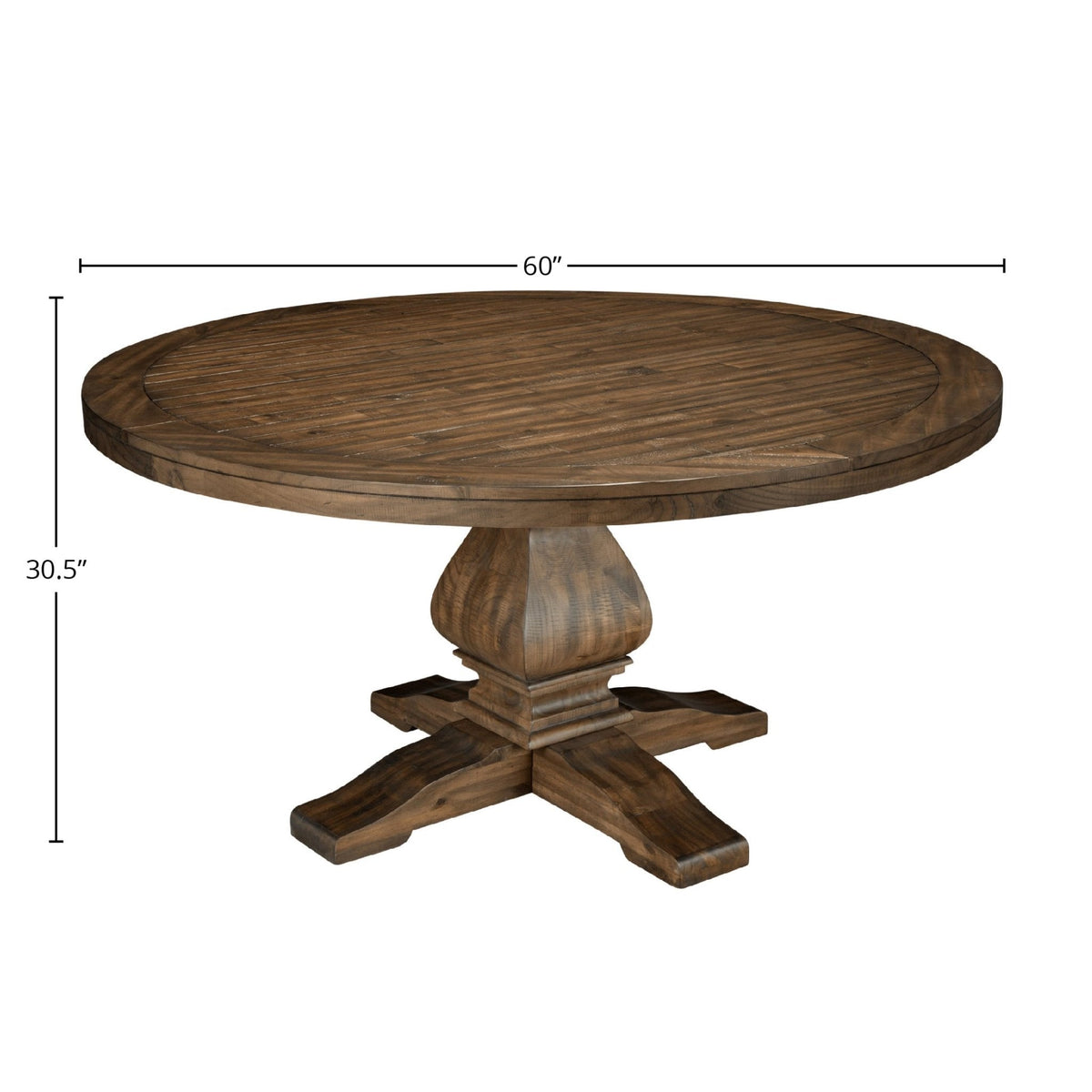 Kensington Solid Pine Round Pedestal Dining Table, Walnut – view 6