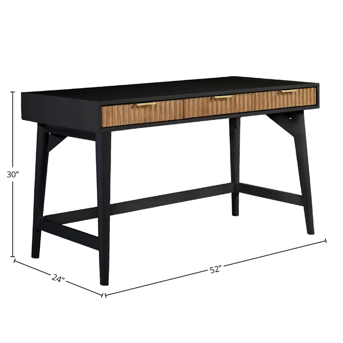 Larsen Large Solid Wood Desk with 3 Drawers and Gold Handles – view 16