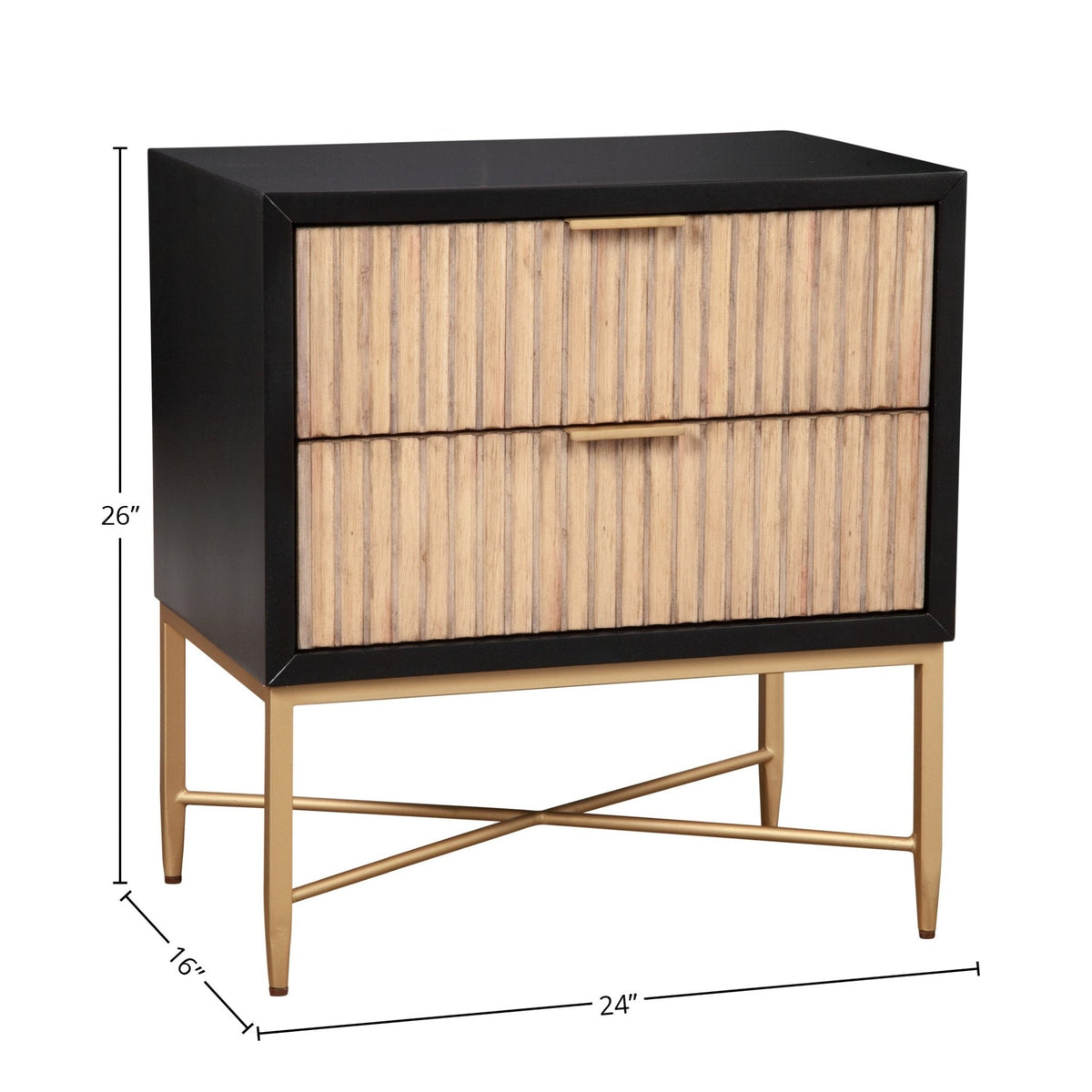 Larsen 2-Drawer Nightstand with Gold Legs and Hardware – view 15