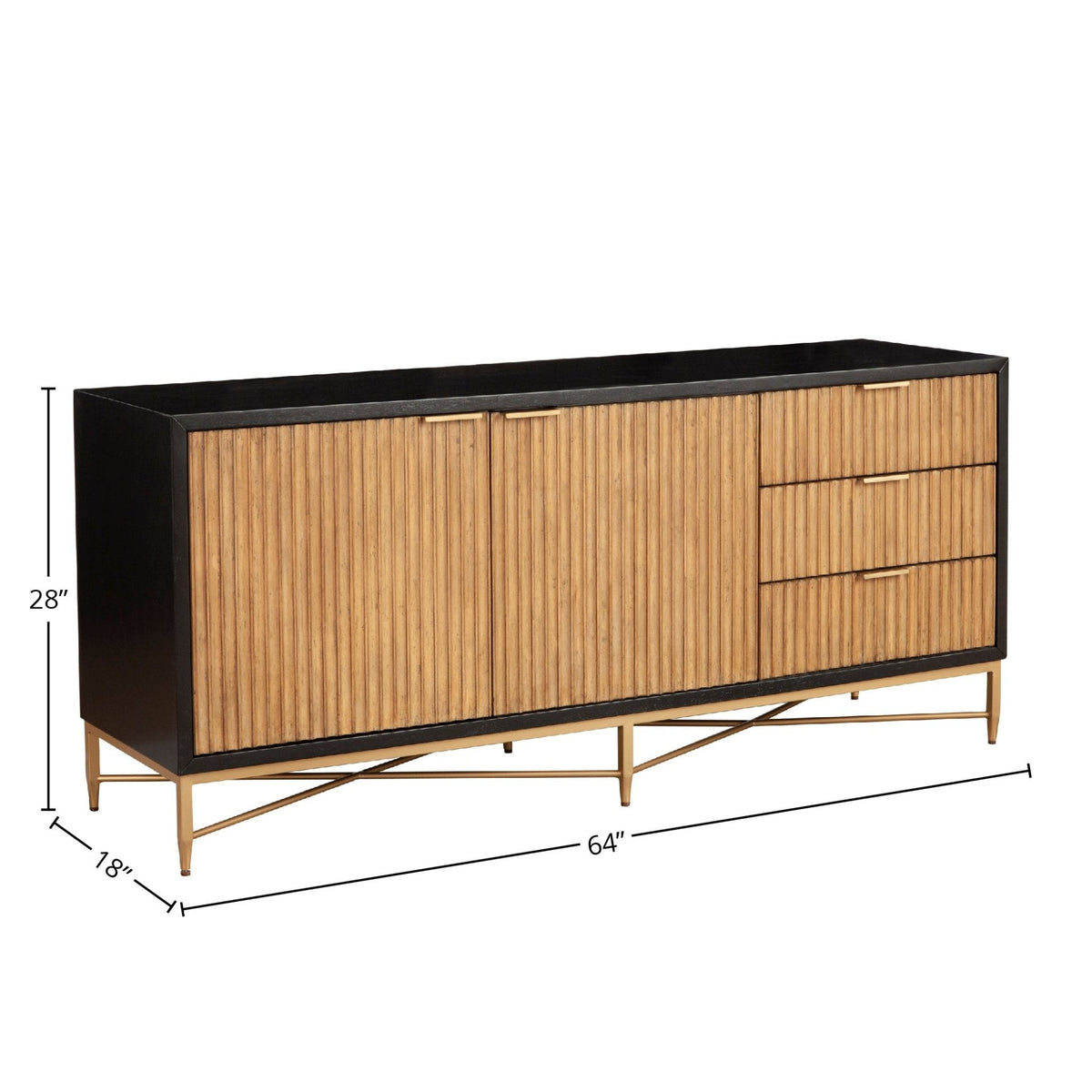 Larsen Solid Wood TV Console with Gold Hardware and Dovetail Drawers – view 19