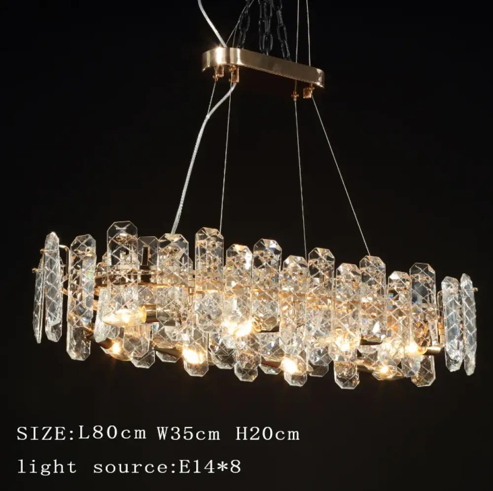 Modern Crystal Lustre LED Chandelier, Round or Linear, Low Profile – view 10