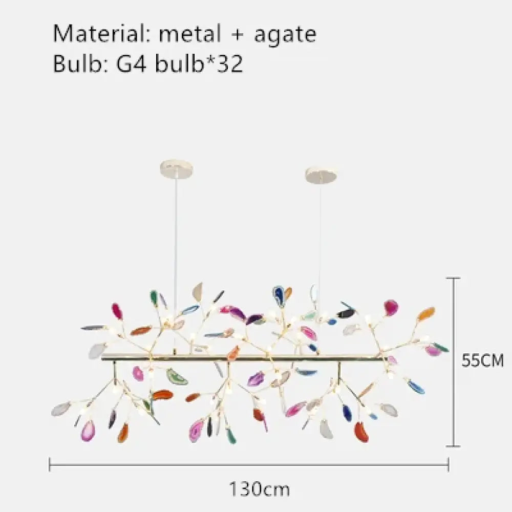 Nordic Colorful Agate LED Ceiling Chandelier with Leaf Design – view 17