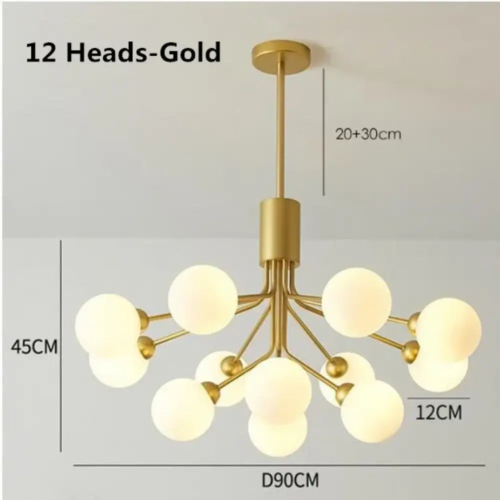 Nordic Gold Glass Ball Chandelier, 9 to 18 Heads – view 12