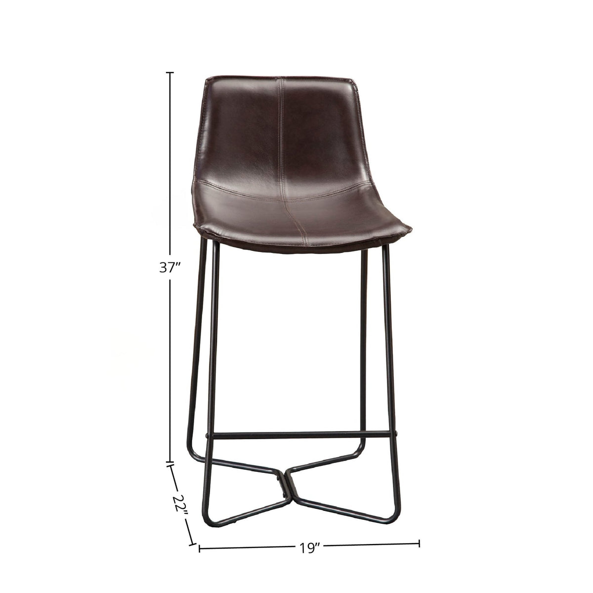 Live Edge Faux Leather Bucket Seat Pub Chairs, Dark Brown – view 7
