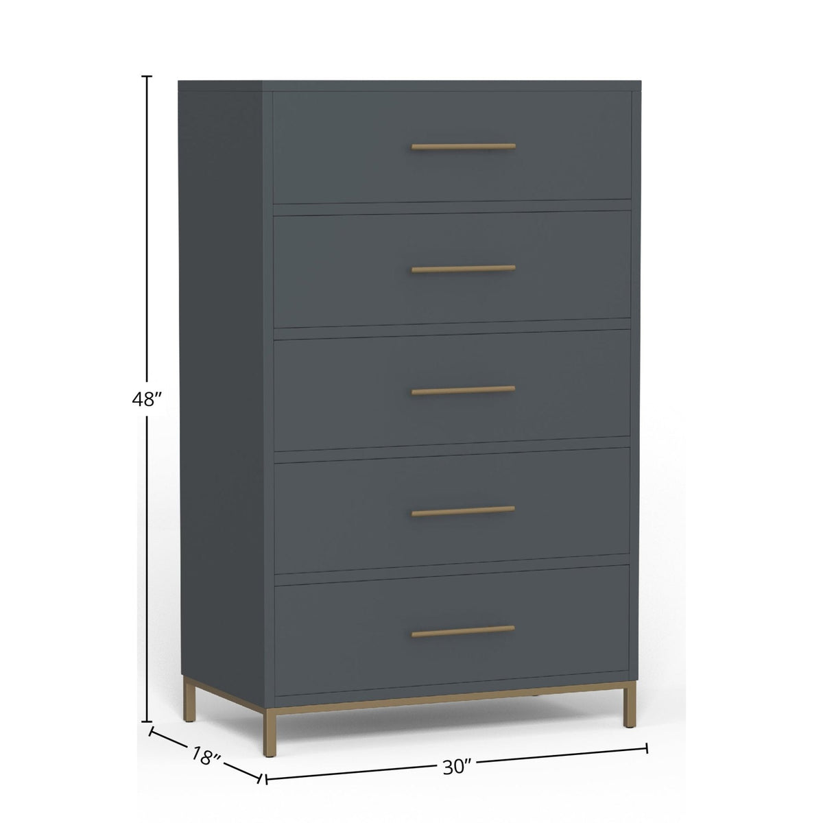 Madelyn 5-Drawer Chest in Slate Gray, Sustainably Sourced Mahogany – view 4