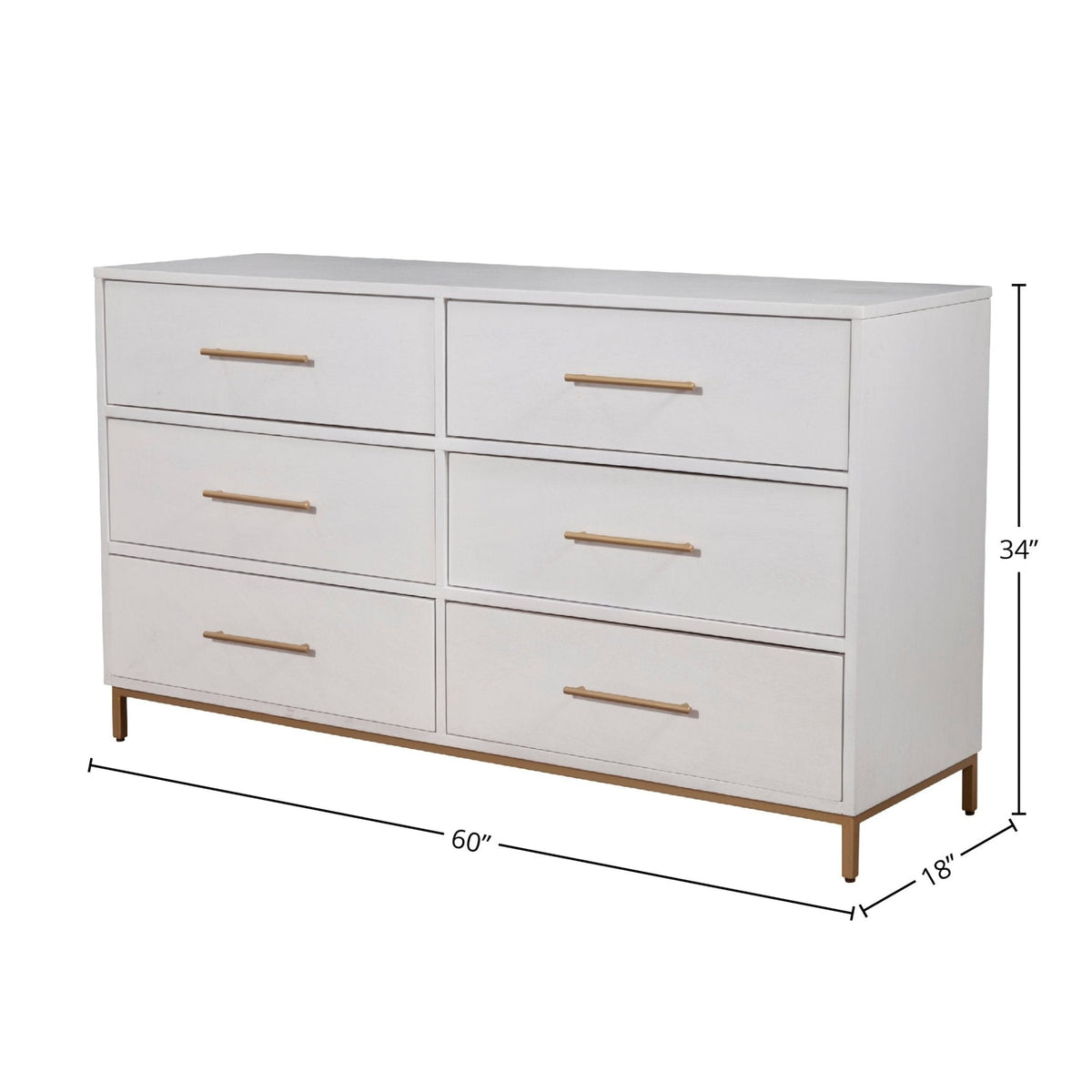 Madelyn 6-Drawer Dresser in White, Sustainably Sourced Mahogany – view 8