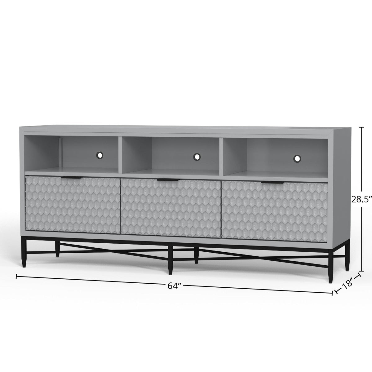 Milo Mahogany TV Console with Pewter Metal Base, Gray – view 8