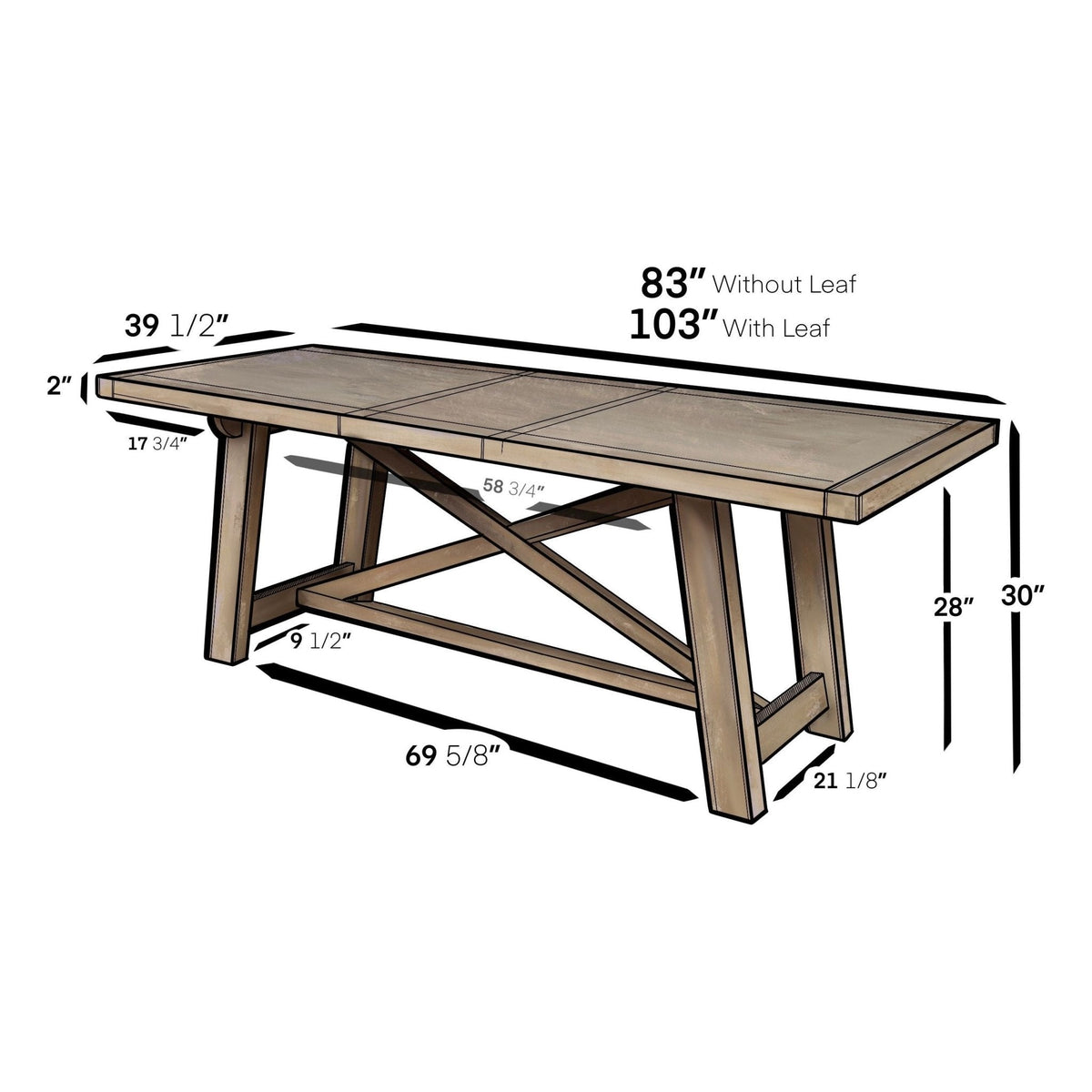 Newberry Extendable Acacia Rectangular Dining Table, Weathered Natural – view 12