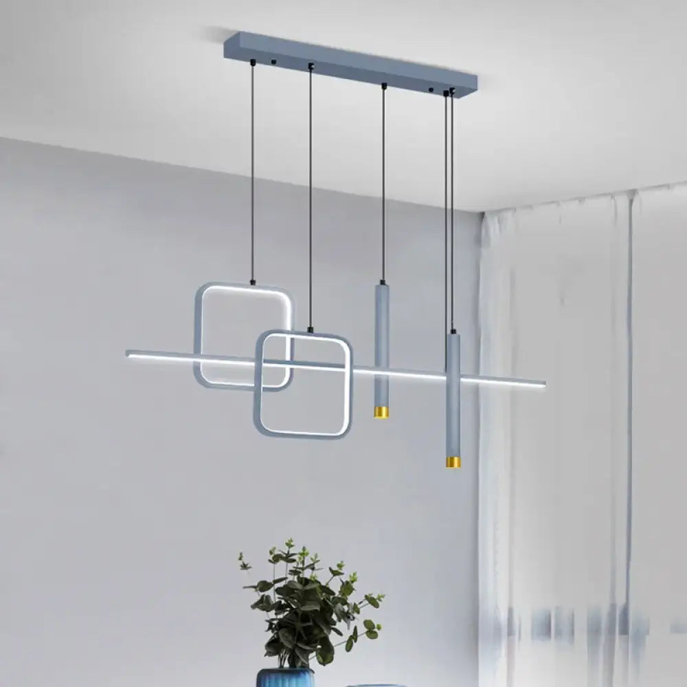 Nordic Linear Pendant Light in Black or Blue for Dining Room – view 6