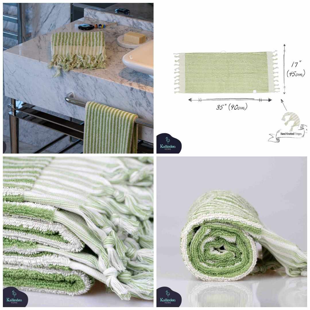 Striped Organic Turkish Cotton Hand Towel, Long 17 x 35 Inch – view 40