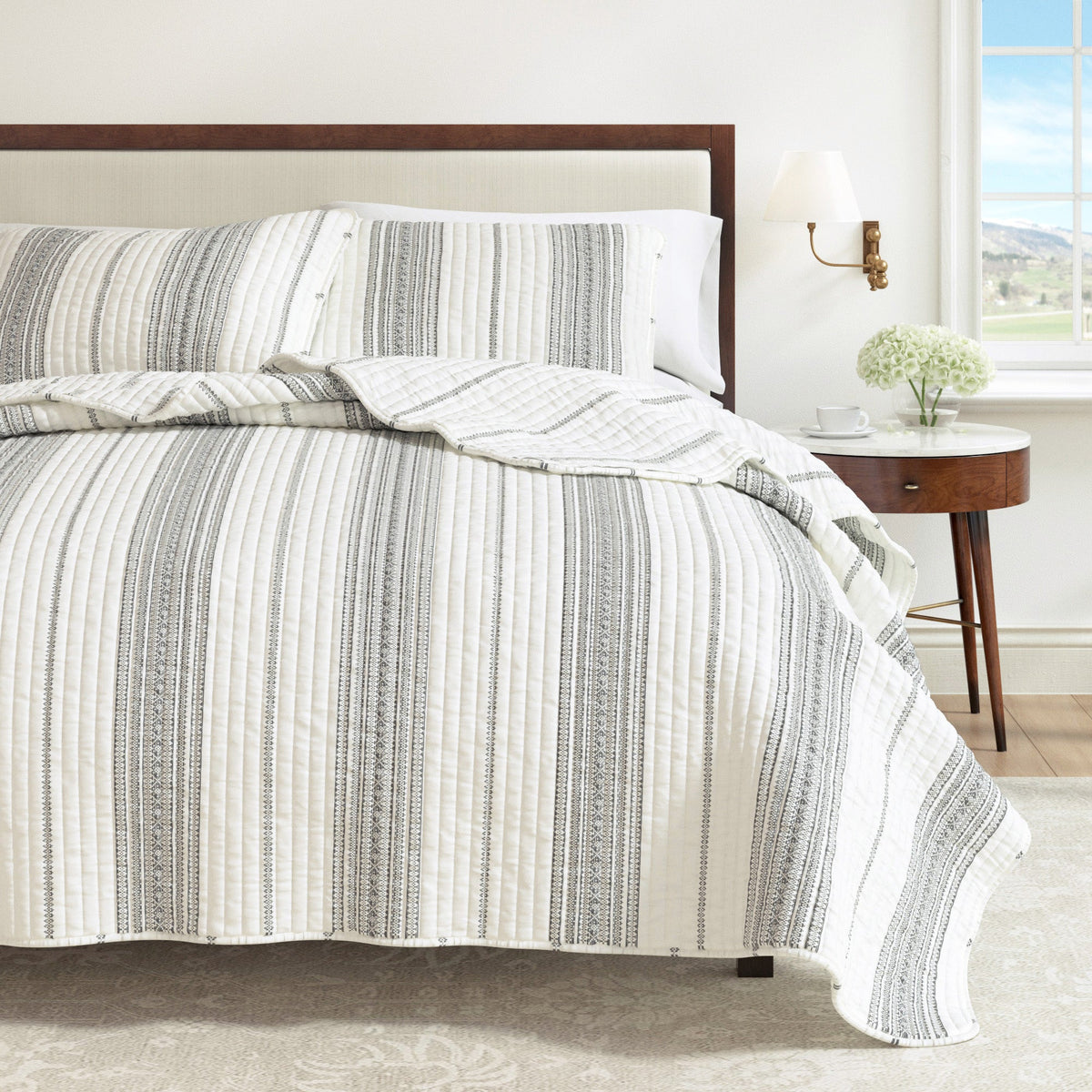 Classic Farmhouse Stripe Reversible Quilt Set – Wesley Collection – view 24