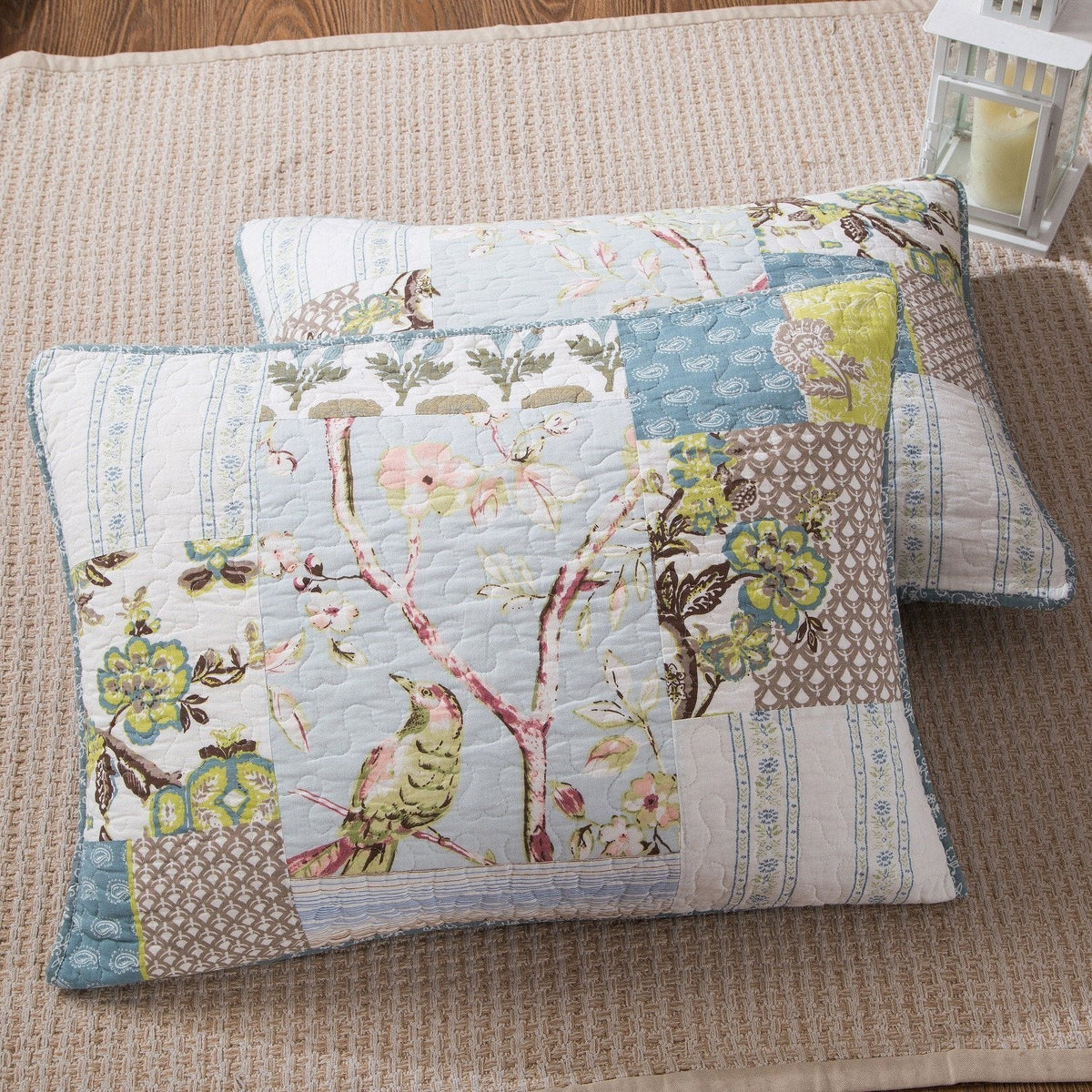 Sky Breeze Pastel Blue Cotton Patchwork Quilt Set – view 6