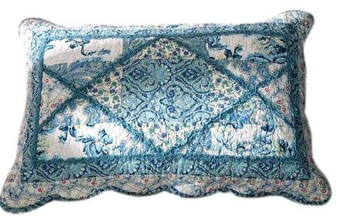 Cotton Patchwork Floral Scalloped Pillow Sham, Petal Dance Collection