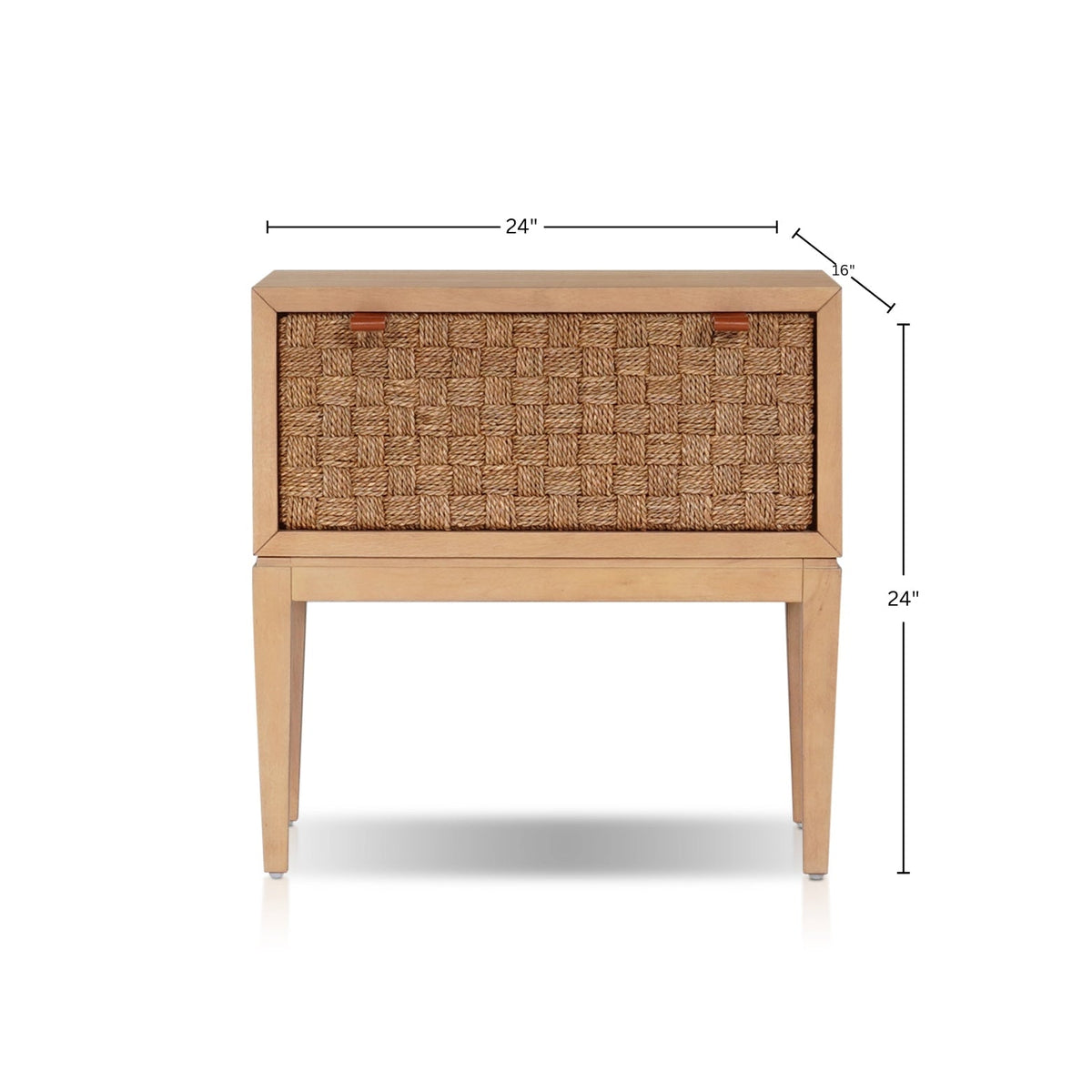 Roxanna Coastal Natural Nightstand with Seagrass Drawer Front – view 7