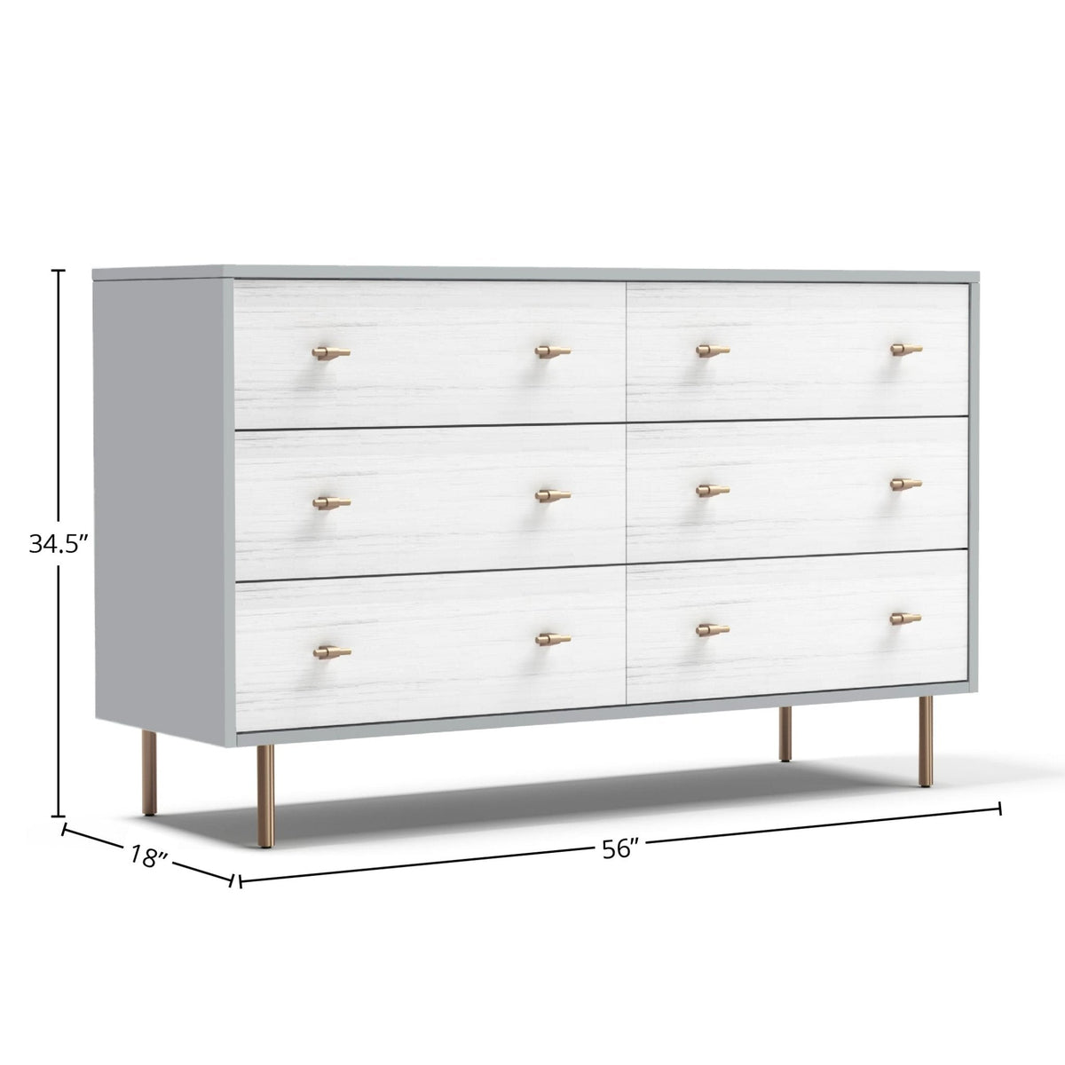 Saige Dresser in Weathered White with Satin Gold Accents – view 4